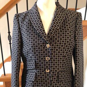 Gucci Classic Signature Lined Blazer w Silver Metal Hardware Black+Silver Sz 44